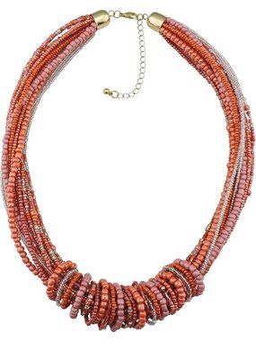 Women's Oring Chunky Statement Colorful Seed Beads Choker Collar Necklace